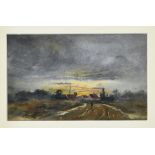 English School, late 19th century, Landscape with a Hamlet at Sunrise and a Coastal Scene, a pair of