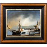 Tim Franklin Ross Thompson (British, b.1951), Low tide, St Peter Port harbour, oil on canvas, signed