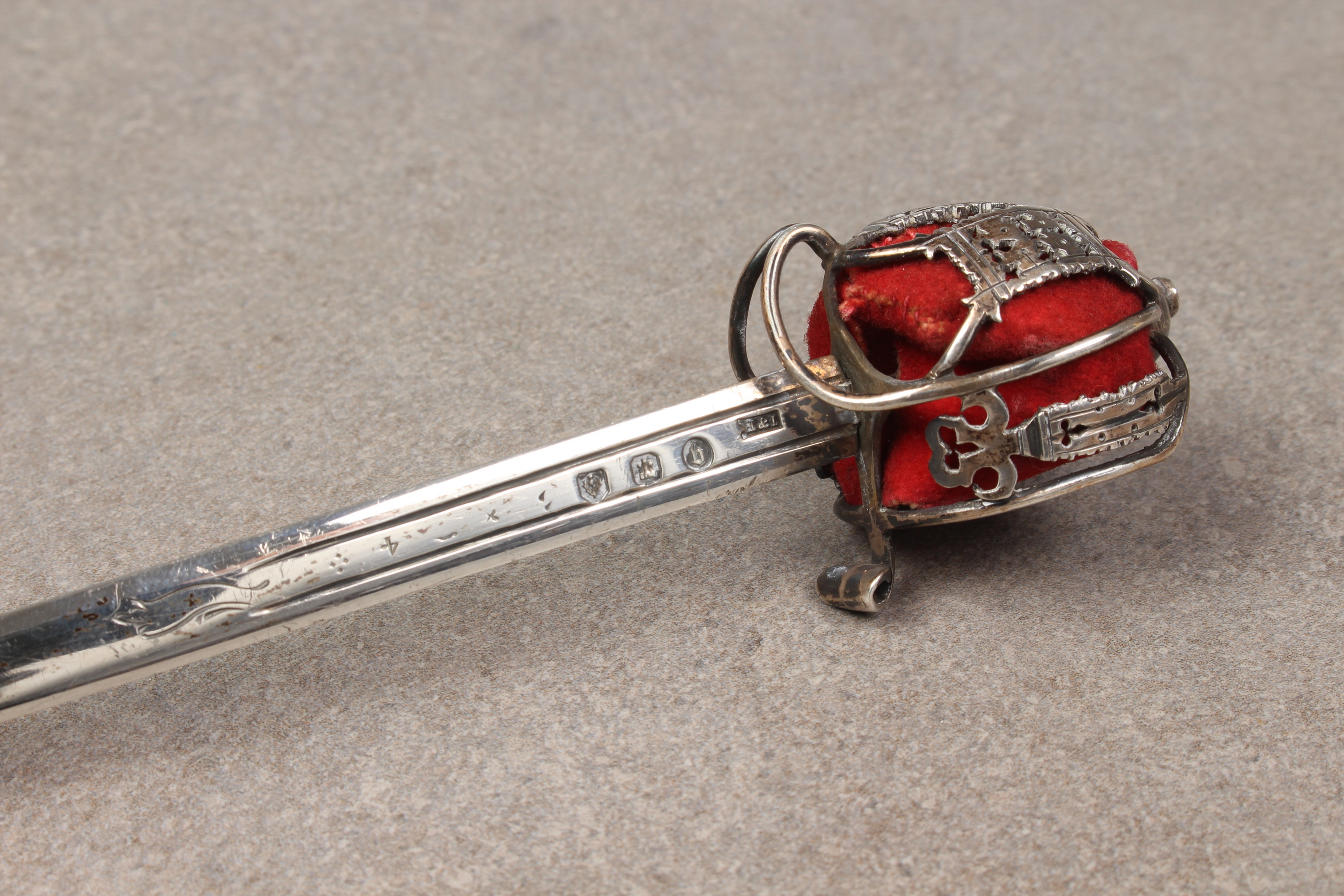 A Victorian Scottish novelty silver letter opener in the form of a Scottish court sword, - Image 4 of 5