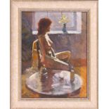 Zlatan Pilipovic (b.1958 Sarajevo), Female Nude by a Window, oil on hardboard, signed lower right ‘Z
