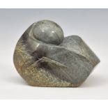 Peter Mseteka (Zimbabwe, 20th century) - a carved serpentine sculpture, abstract bird, signed to