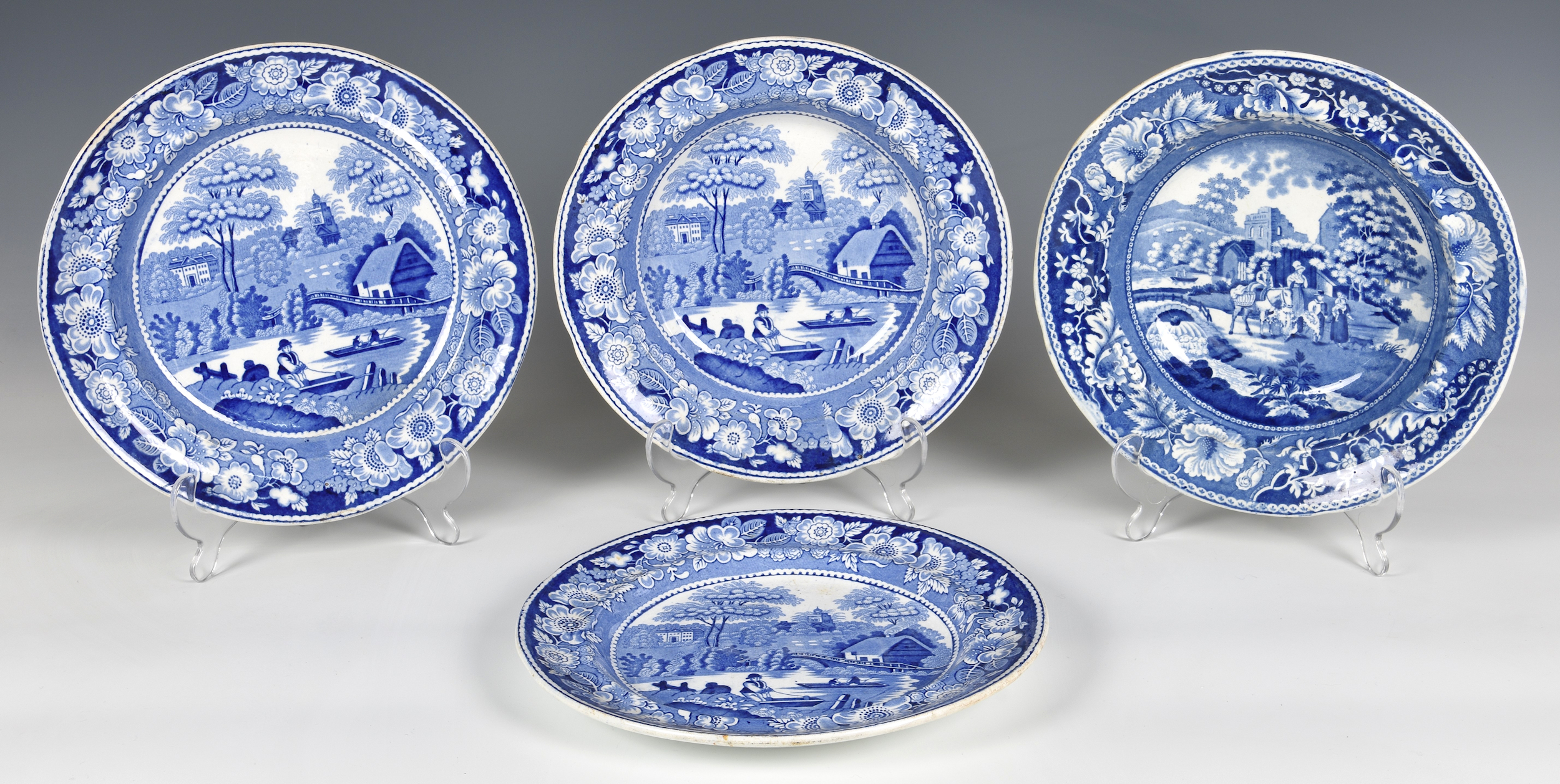 A group of 19th century decorative plates, including a pair of blue and white transferware plates - Image 3 of 3