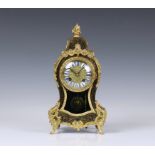 A Japy Freres Boulle decorated mantel clock, French, late 19th century, the signed twin train