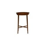 An Edwardian oval mahogany and satinwood crossbanded occasional table, the oval top over a plain