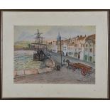 Three Guernsey watercolours by P Wilkinson The first titled 'Early morning start', harbour scene set