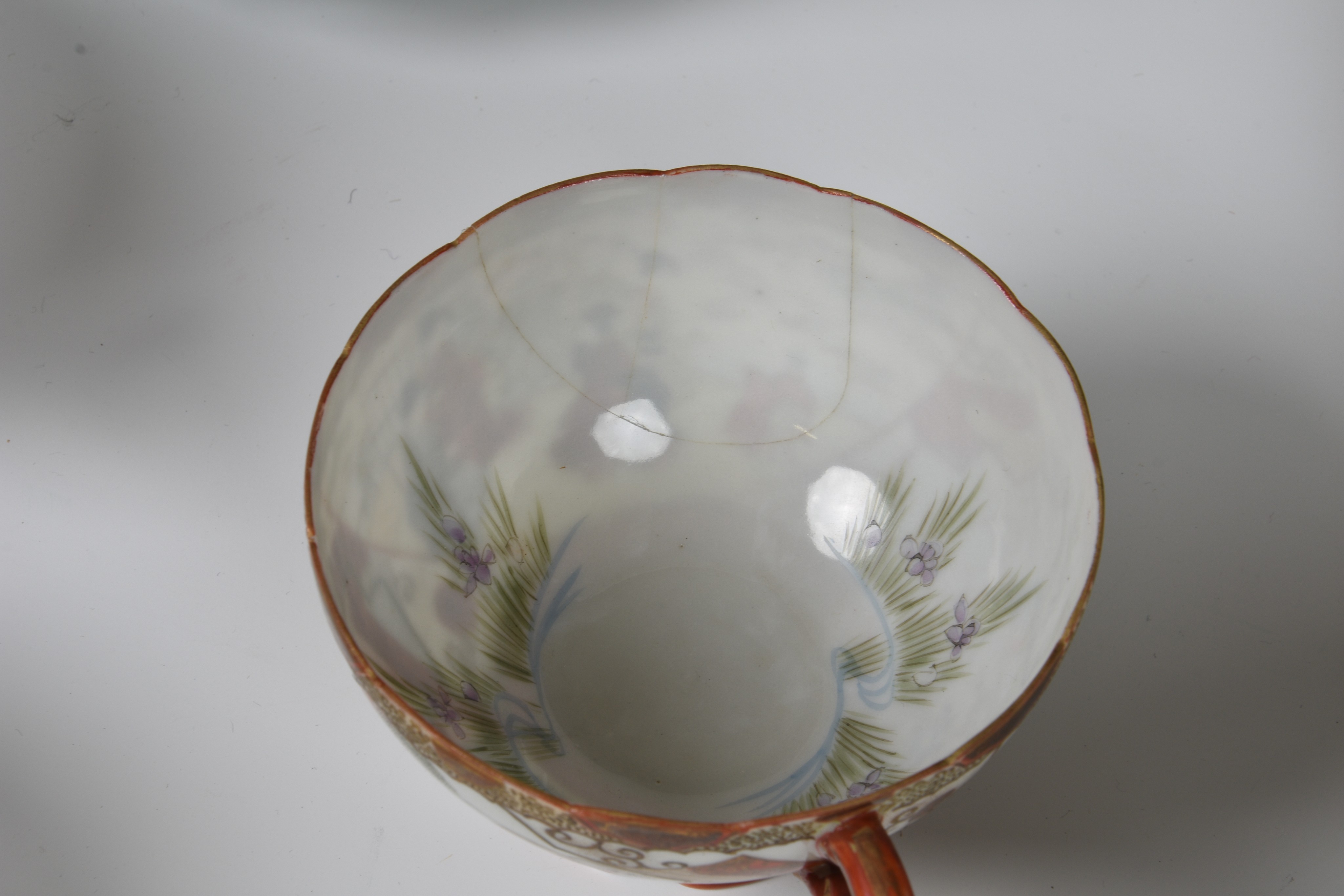 A Japanese Satsuma porcelain part tea service early 20th century, comprising a teapot, cream jug, - Image 3 of 8