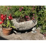A well weathered small Guernsey granite trough rounded rectangular form, approximately 10 inches