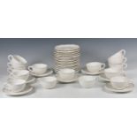 A set of fifteen white glazed coffee cups and saucers by Elgin of Paris late 20th century, the