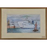 Three Guernsey watercolours by P Wilkinson to include Earl Godwin Sealink, 8¼ x 14 7/8in. (21 x 37.
