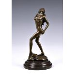 After Aldo Vitaleh - a contemporary bronze sculpture of a semi nude dancing woman standing upon a