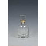An Elizabeth II glass decanter with silver collar W I Broadway & Co, Birmingham, 1998, of