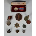 A collection of Military and other medals, etc to include a South Africa medal with two bars,