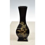 A Baccarat black glass baluster shaped square section vaseJaponesque style, decorated in gold