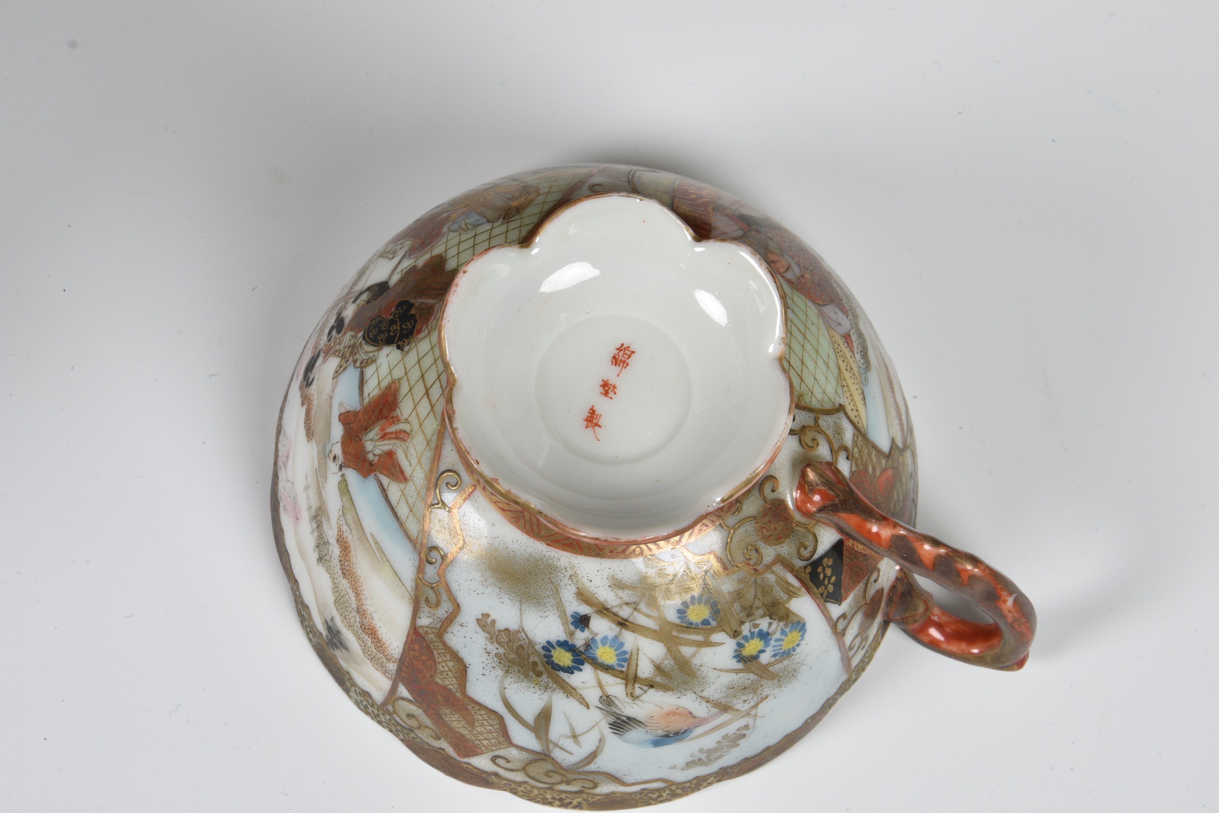 A Japanese Satsuma porcelain part tea service early 20th century, comprising a teapot, cream jug, - Image 4 of 8