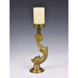 Trench Art - a good quality cast brass dolphin / mythical fish candle holderthe sconce fashioned