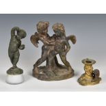 Pierre Chenet - a patinated bronze figure of two cherubs in a tussle late 20th century, signed, 9½