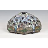 A Tiffany style stained glass 'Dragonfly' lampshade second half 20th century, the leaded glass shade