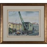 Three Guernsey watercolours by P Wilkinson to include tram sheds, Les Banques, 6¾ x 9½in. (17.2 x