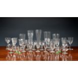 A large collection of 19th and early 20th century drinking glasses including Victorian gin