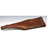 A Brown leather leg of mutton gun case. *Some scratches and wear to leather.