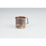 A Norwegian silver child's mug by David Andersen of typical form with angular handle and decorated