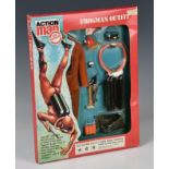 An original Palitoy Action Man carded / boxed Frogman outfit comprising orange wet suit, face