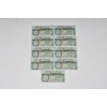 BRITISH BANKNOTES - A consecutive run of nine (9) Guernsey One Pound Banknotes c.1991, Signatory D M