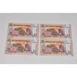 BRITISH BANKNOTES - A consecutive run of four (4) Guernsey Five Pound Banknotes c.1996, Signatory