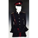 A Royal Army Medical Corps (RAMC) No1 dress uniform and cap with pips, buttons, collar dogs etc.
