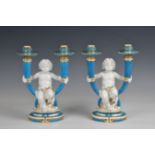 A pair of Minton twin branch candelabras
