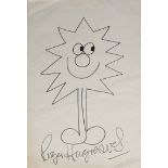 Roger Hargreaves (British, 1935-1988) a black felt tip ink drawing of Mr. Sneeze, boldly signed