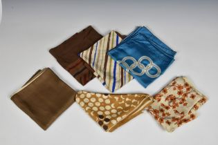 A collection of six vintage silk scarves including Richard Allan, Givenchy, Clifford Bond etc. (