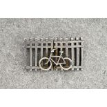 A Georg Jensen silver bicycle brooch rare and unusual, model No. 252, marked GJ 925S, Denmark,