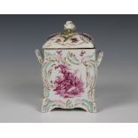 A KPM Berlin porcelain Rococo style lidded knaster box