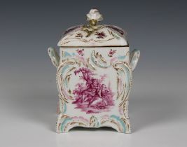 A KPM Berlin porcelain Rococo style lidded knaster box