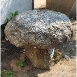 A Guernsey granite mushroom with short base the base approximately 8 inches in height, plus nicely