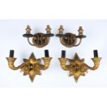 A pair of 19th century style French gilt bronze two branch wall lights or appliques late 20th