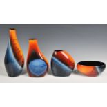 Four Alan Clarke for Poole Pottery Flare vases