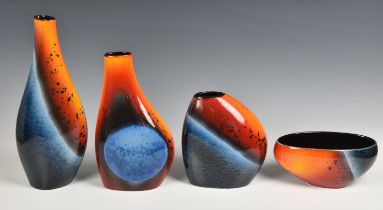 Four Alan Clarke for Poole Pottery Flare vases