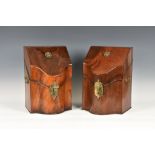 Two George III mahogany knife boxes both with interiors converted and baize lined, of typical