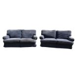 A pair of modern two seater sofas 72 x 35in. (182.8 x 88.9cm.), 30in. (76.2cm.) high. *Good, wear to