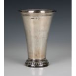 An elegant German silver trumpet vase Chester import marks for Berthold Muller, 1924, 925 silver, of