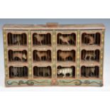 A rare 19th century German wooden zoo cage with flocked covered animals could possibly originated