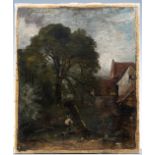 John Constable RA (English, 1776-1837) View of the back of Willy Lott’s House with Log-cutter, 1814.