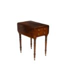 An English, mid 19th century, crossbanded mahogany Pembroke table of small proportions the