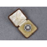 A fine Victorian gold, silver, diamond and natural pearl target brooch tests as 15ct gold, the