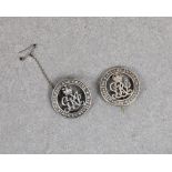 Two British silver WWI wound badges