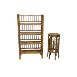 A Chinese folding bamboo set of open shelves by Chaoching of Beijing mid-20th century, 28½ x 12¾