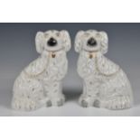 A pair of Staffordshire King Charles spaniels