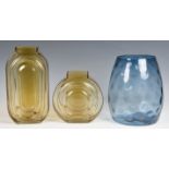Two Whitefriars style pale amber glass vases